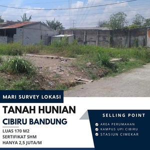 Tanah Cibiru Bandung Dekat Stasiun Cimekar Sertifikat SHM