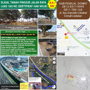 tanah dijual pinggir jalan ibu ganirah Cibeber - Cimahi sel