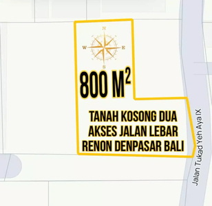 Tanah Kosong Dua Akses Jalan Lebar Renon Denpasar Bali