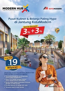 Dijual Ruko 2lt baru Modern HUB Modernland Tangerang