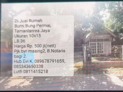 Dijual rumah di Bumi Bung Permai Makassar