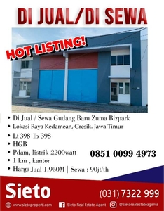 PROMO . DIJUAL/DISEWA GUDANG BARU ZUMA BIZPARK GRESIK