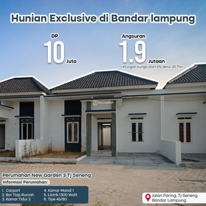 Dijual Rumah Perumahan Cluster Type 45/80 2KT 1KM di Tanjung Seneng Dekat Pusat Kotamadya - Bandar Lampung