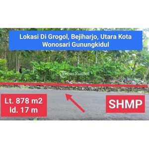 Dijual Tanah Strategis Murah Luas 878m2 Mangku Jalan Aspal Dekat Kota Wonosari di Bejiharjo - Gunungkidul