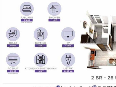 Apartemen Pik 2 Osaka Disewakan 2br 26m2 Semi Furnish Middle Zone