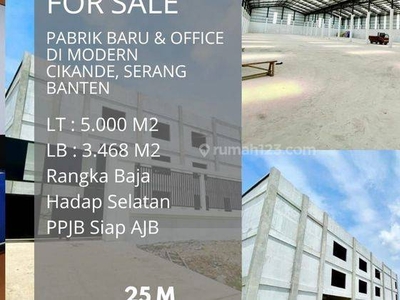Dijual Pabrik dan Kantor Baru Modern Cikande, Serang. Banten