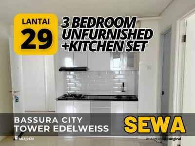 3 Bedroom Kitchen Set Unfurnished Tower E Apartemen Bassura City