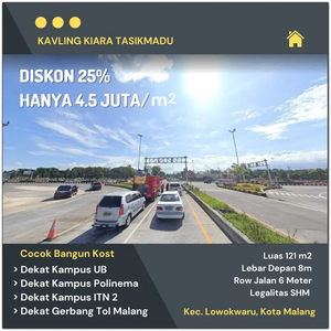 Cocok Bangun Usaha, Tanah Pinggir Jalan Raya Tasikmadu Dekat Tol