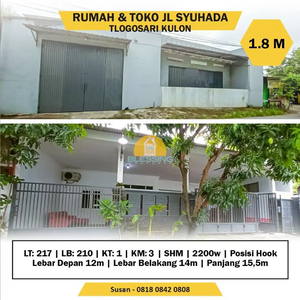 Dijual Rumah Dan Toko di Syuhada Raya Semarang Timur