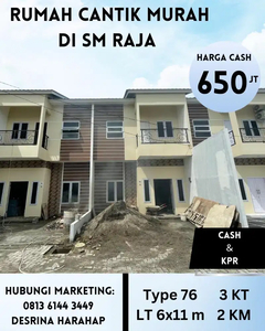 DIJUAL RUMAH DI SM RAJA MEDAN AMPLAS MURAH