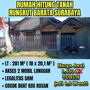 DIJUAL RUMAH MURAH HITUNG TANAH LOKASI RUNGKUT BARATA SURABAYA