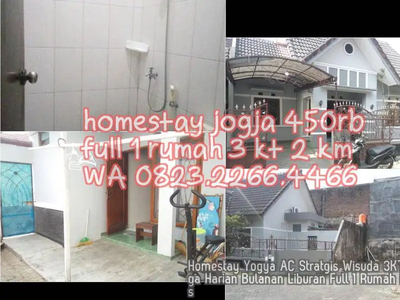 Homestay Yogya AC Stratgis Wisuda 3KT Keluarga Harian Bulanan Liburan