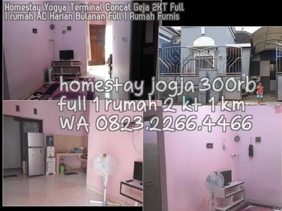 Homestay Yogya Terminal Concat Geja 2KT Full 1 rumah AC Harian Bulanan