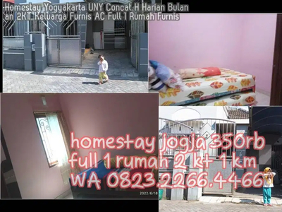 Homestay Yogyakarta UNY Concat H Harian Bulanan 2KT Keluarga Furnis AC