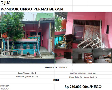 Jual rumah bahan di PONDOK UNGU PERMAI(B0016)