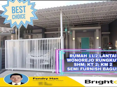 RUMAH 11/2 LANTAI WONOREJO BAGUS BANGET SEMI FURNISH CARPORT 2 MOBIL