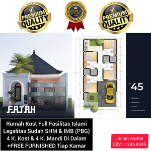 Rumah Kost IPB Full Fasilitas Islami - 4 K. Kost & 4 K.Mandi | 900jtan