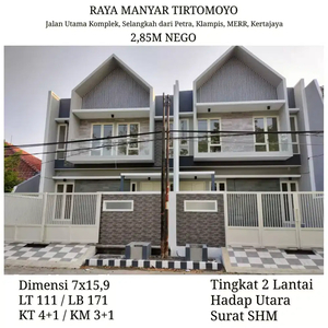 Rumah Manyar Tirtomoyo Baru Modern 2 Lantai Dekat Raya MERR Klampis