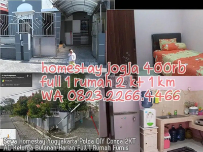 Sewa Homestay Yogyakarta Polda DIY Conca 2KT AC Kelurga Bulanan Harian