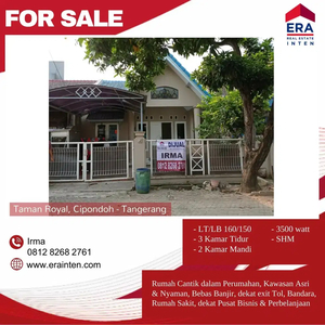 Dijual rumah di taman royal cipondoh Tangerang