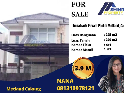 Dijual Rumah Type 4KT Ada Private Pool di Metland Cakung Jakarta Timur