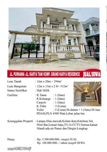 Rumah Mewah Komplek KArya Tani Grand Karya Residence