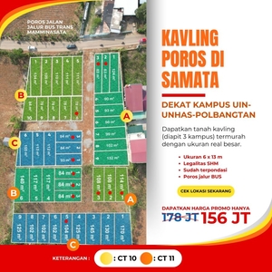 kavling premium di samata pinggir jalan aspal