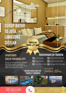 Apartemen Green Pramuka City- Jakarta Pusat, Harga Mulai 500 Juta 2 BR