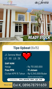 Di Jual Rumah Siap Huni, Di Serena, lokasi Summarecon