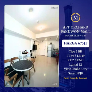 Dijual Apartemen Orchard Tanglin 2BR Pakuwon Mall PTC Furnish Terawat