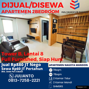 Dijual MURAH Apartemen 2BR Full Furnished Siap Huni di Nagoya Mansion