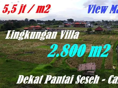 Dijual Relatif Murah 2,800 m2 Akses Subak di Pererenan