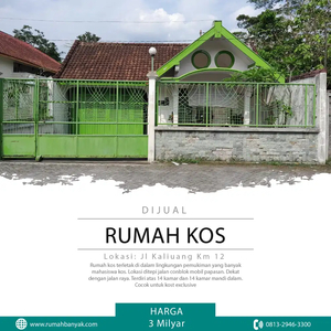 Dijual Rumah Kos 14 Kamar Dekat Jl Kaliuang Km 12 Dan Kampus UII