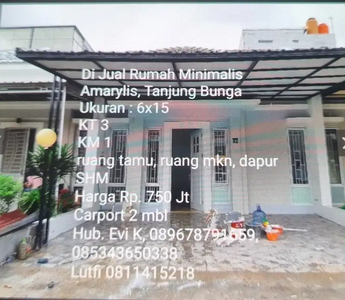 Dijual Rumah sdh Renovasi di Amarilys Tanjung Bunga Makassar