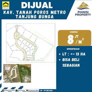 DIJUAL TANAH KAVLING DI POROS METRO TANJUNG BUNGA