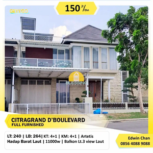 DISEWA Rumah Mewah 3Lt Furnished Cluster CitraGrand Tembalang Semarang