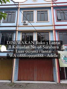 DISEWAKAN Ruko 3 Lantai Raya Kalijudan Surabaya