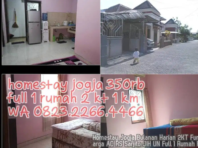 Homestay Jogja Bulanan Harian 2KT Furnis Keluarga AC RS Sarjito JIH UN