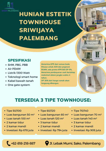 Hunian Estetik di Sriwijaya Townhouse Palembang Tipe 50/100