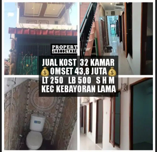 JUAL KOST KOSAN 32 KAMAR DI JALAN PRAJA DALAM KEBAYORAN LAMA