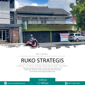 Jual Ruko Strategis Di JL Solo Dekat Bandara Adi Sucipto, Untuk Usaha