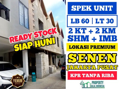 Jual Townhouse Ready Stock Jakarta Pusat - SHM IMB - Senen JakPus