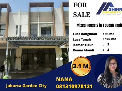 Mixed House 2 in 1 Sudah Rapih Siap Pakai di JGC, Jakarta Garden City