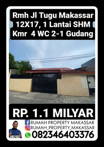 Rmh Jl Tugu Makassar 12X17, 1 Lantai SHM Jumlah Kamar : 4 WC 2 LT 204