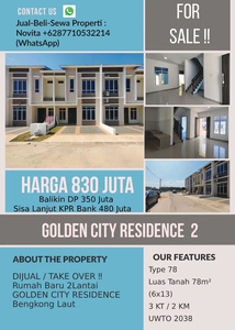 Rumah Baru 2Lantai GOLDEN CITY RESIDENCE 2