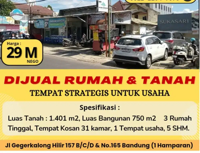 Rumah dan tanah tempat strategis