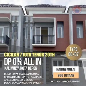 Rumah Dijual 2 Lantai 900 juta-an Dekat Kelurahan Pondok Rajeg