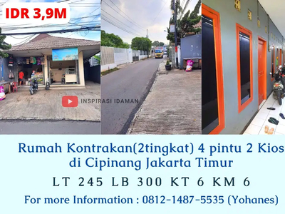 Rumah Kontrakan 4 pintu 2 Kios di Cipinang Jakarta Timur