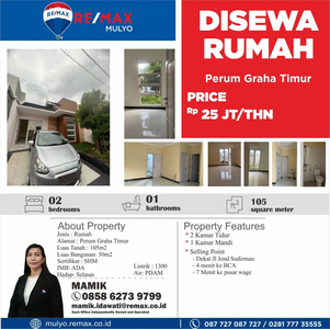 Rumah Perum Graha Timur Disewa