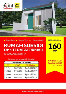 Rumah subsidi serasa komersil sisa 1 unit di Sukoharjo